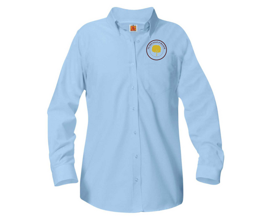 Ladies Long Sleeve Blue Oxford Shirt (Adult)- SEED School of MD