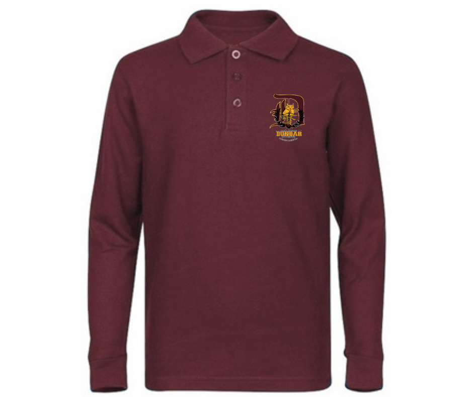 Youth Burgundy Long Sleeve Polo- Dunbar