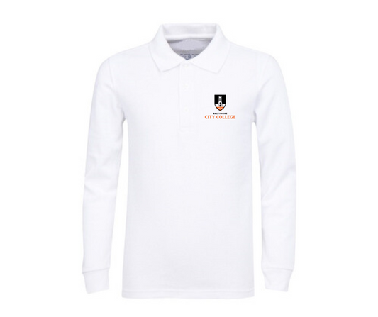 Youth White Long Sleeve Polo- City