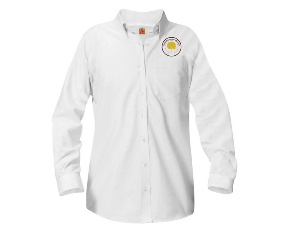 Girls Long Sleeve White Oxford Shirt (Youth)- SEED School of MD