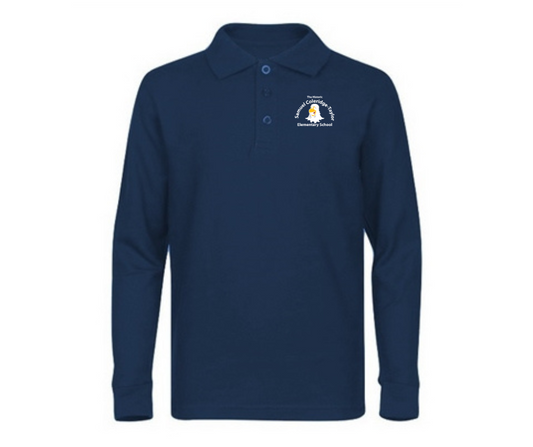 Youth Navy Long Sleeve Polo- HSCT