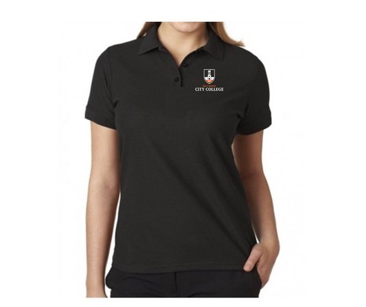 Ladies Black Short Sleeve Polo (Adult)- City