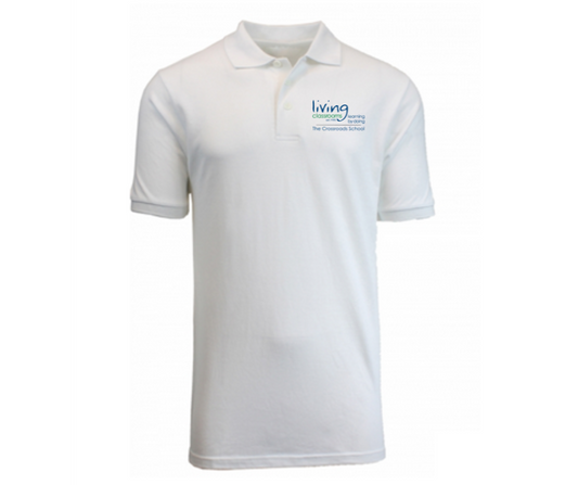 Adult White Short Sleeve Polo- Crossroads