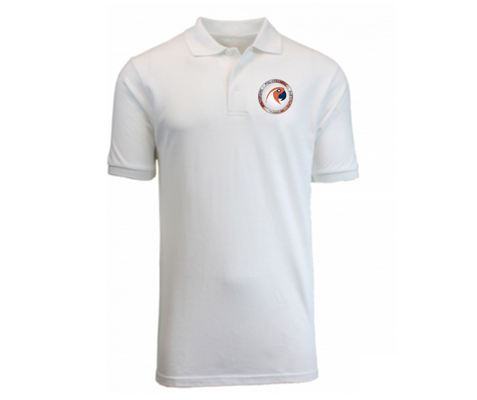 Adult White Short Sleeve Polo- Poly