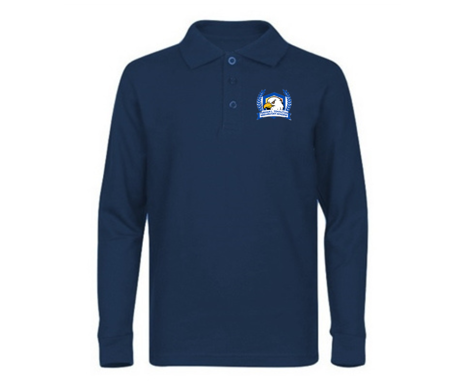 Youth Navy Long Sleeve Polo- Furman