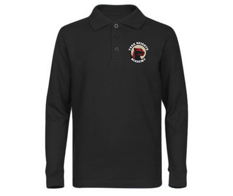 Youth Black Long Sleeve Polo- Park Heights