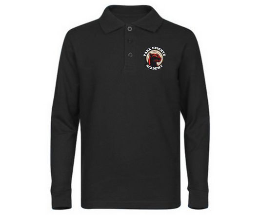 Youth Black Long Sleeve Polo- Park Heights