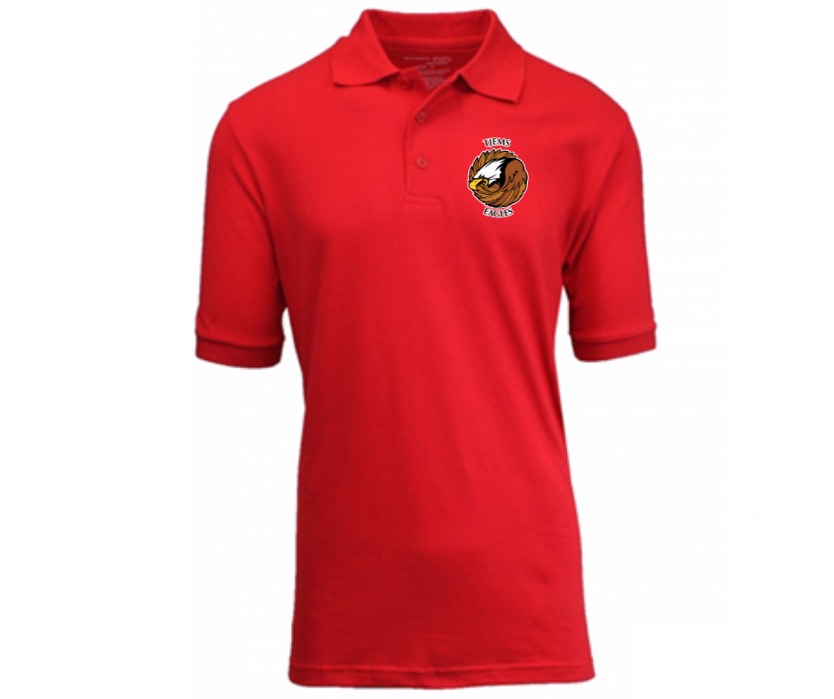 Youth Red Short Sleeve Polo- Jefferson