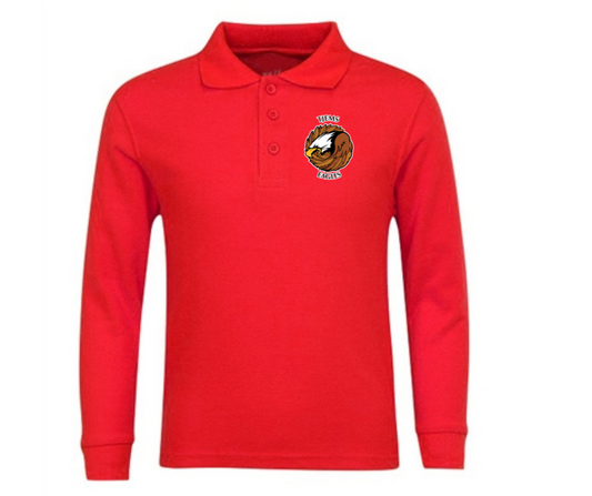 Youth Red Long Sleeve Polo- Jefferson