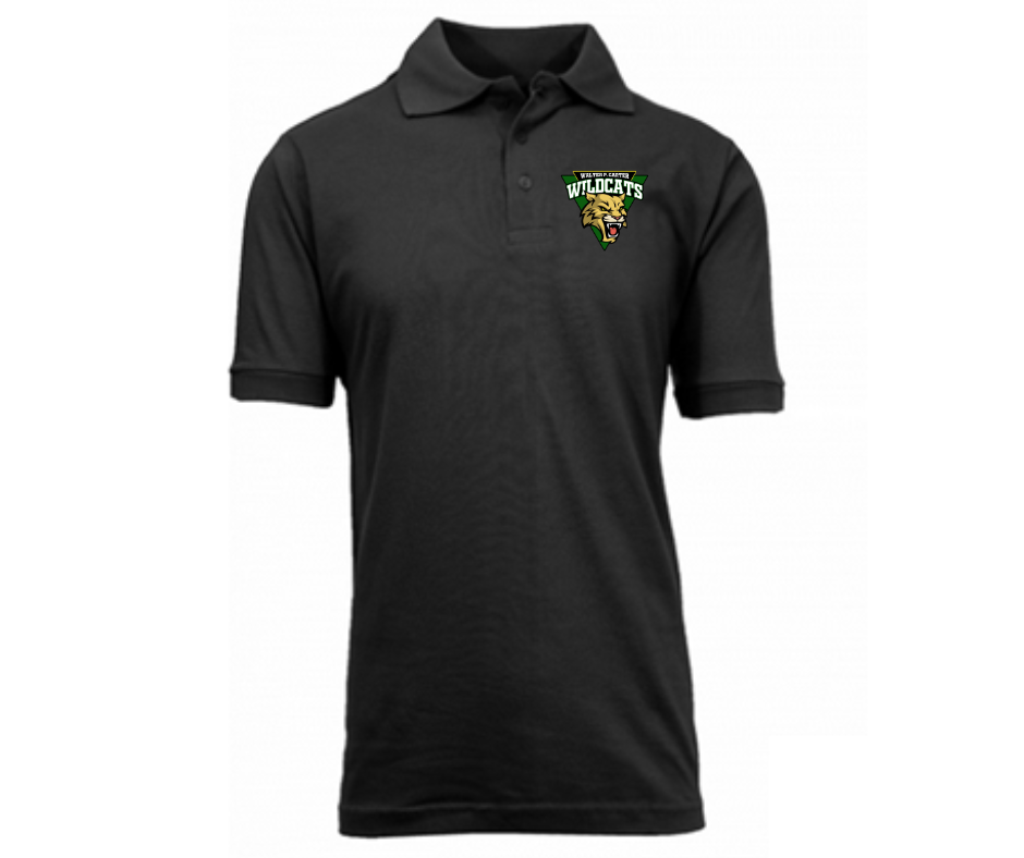 Youth Black Short Sleeve Polo- Carter