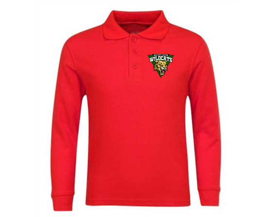 Youth Red Long Sleeve Polo- Carter