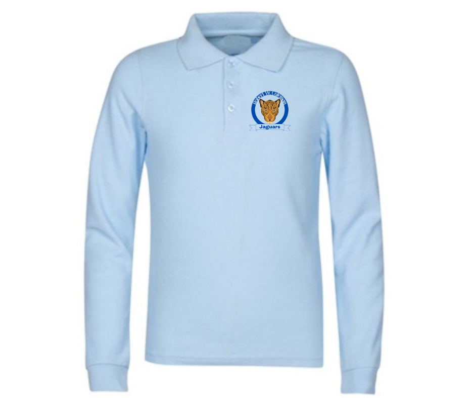 Youth Light Blue Long Sleeve Polo- Coleman