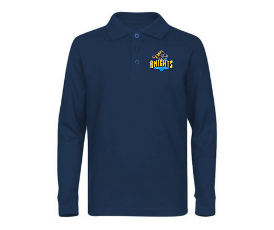 Youth Navy Long Sleeve Polo- Franklin