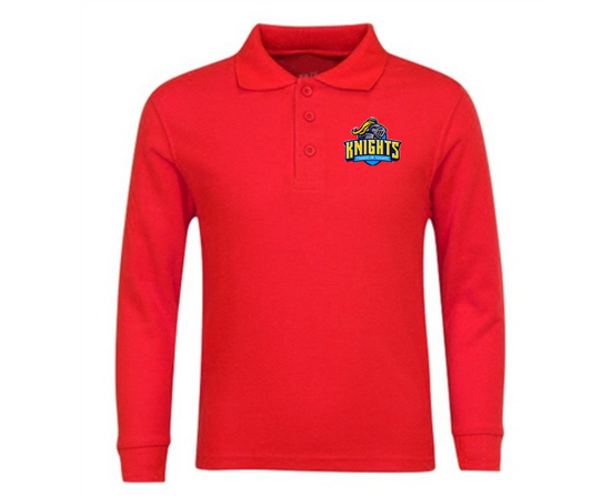 Youth Red Long Sleeve Polo- Franklin