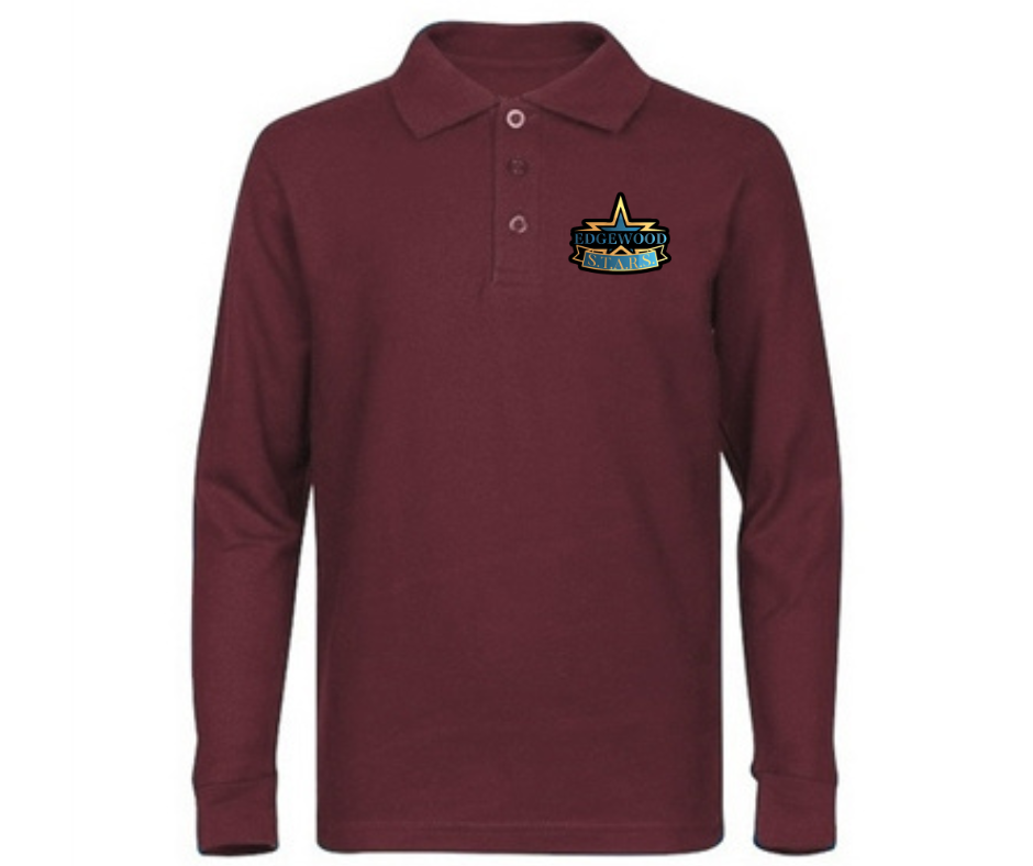 Youth Burgundy Long Sleeve Polo- Edgewood