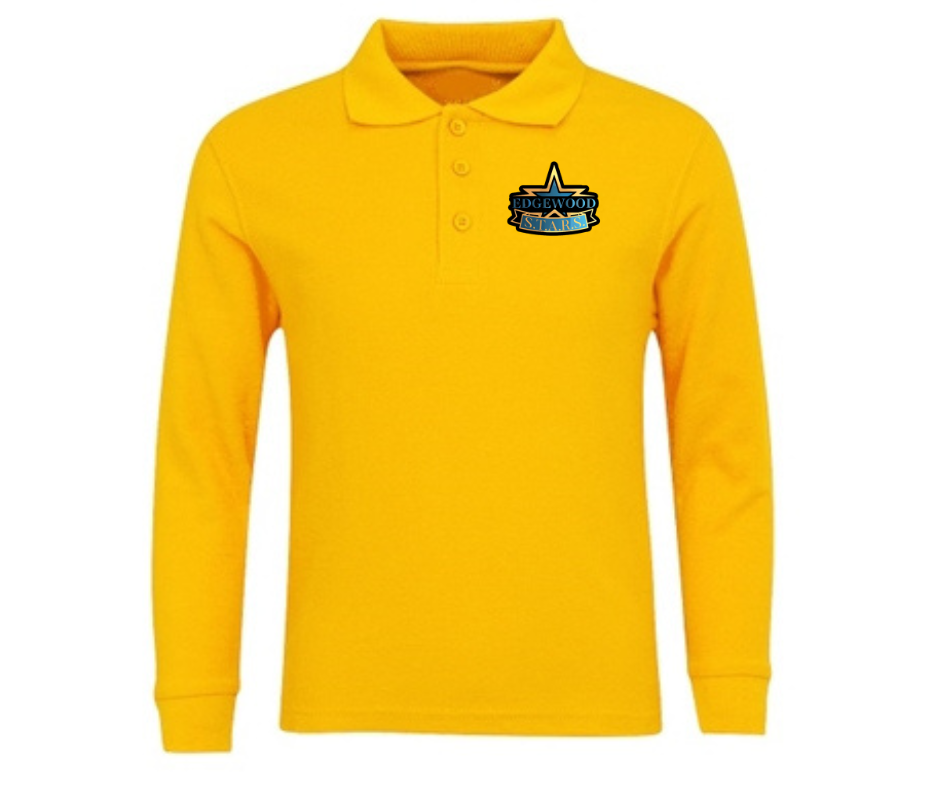 Youth Gold Long Sleeve Polo- Edgewood