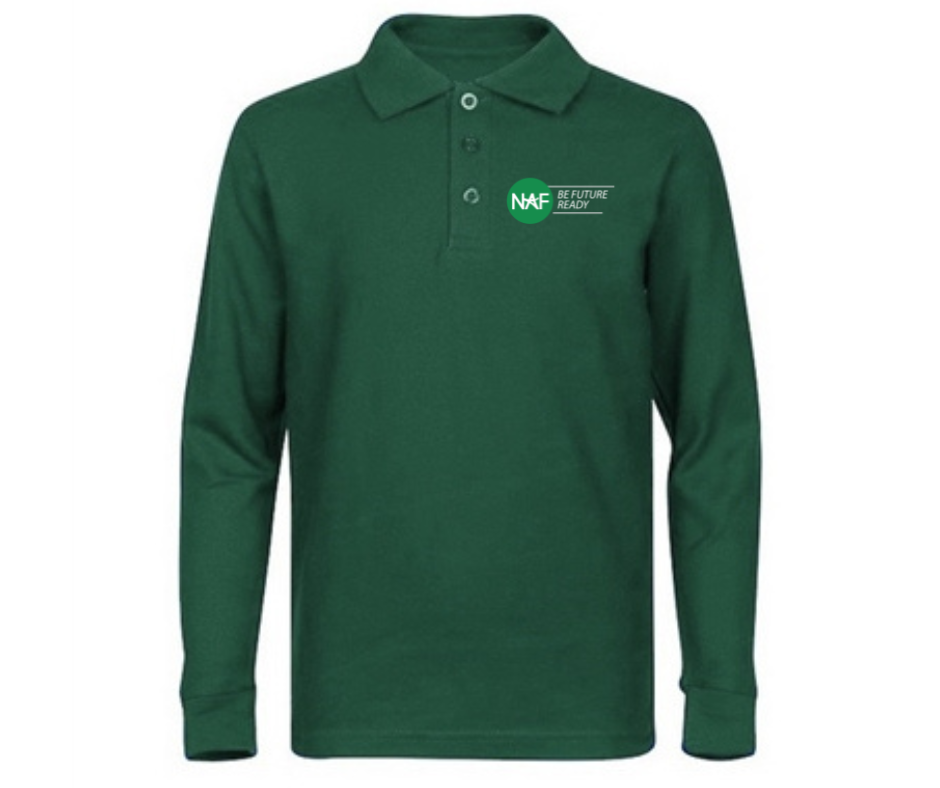 Youth Green Long Sleeve Polo- NAF