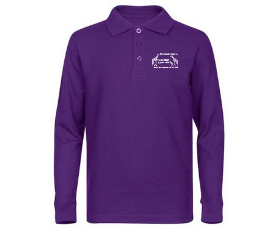 Youth Purple Long Sleeve Polo- DBH