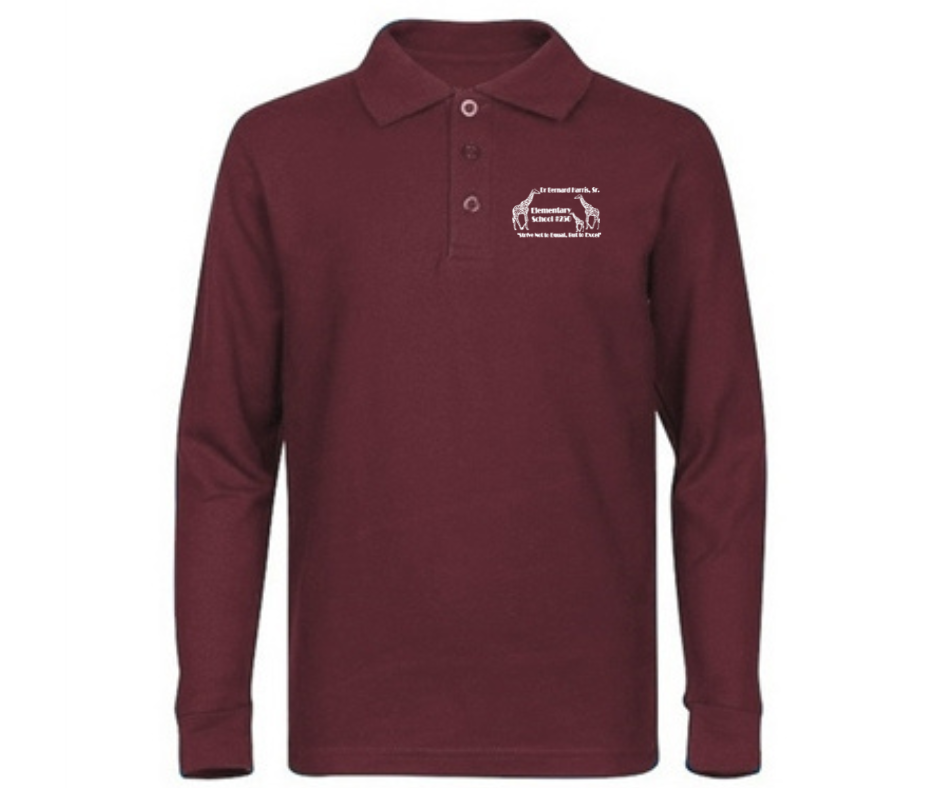 Youth Burgundy Long Sleeve Polo- DBH