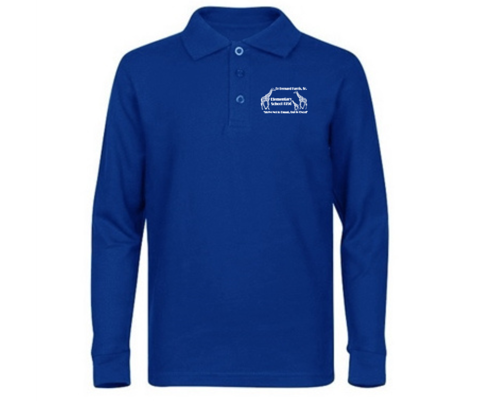 Youth Royal Blue Long Sleeve Polo- DBH