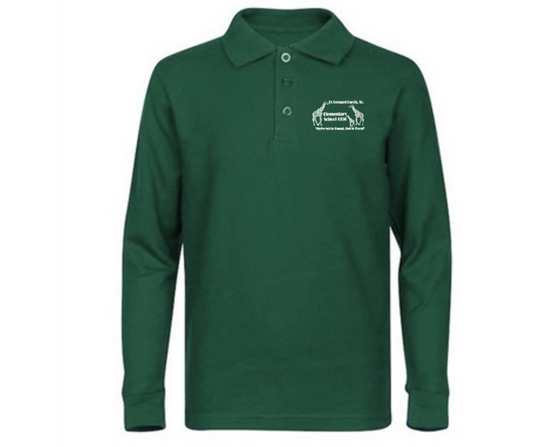 Youth Green Long Sleeve Polo- DBH