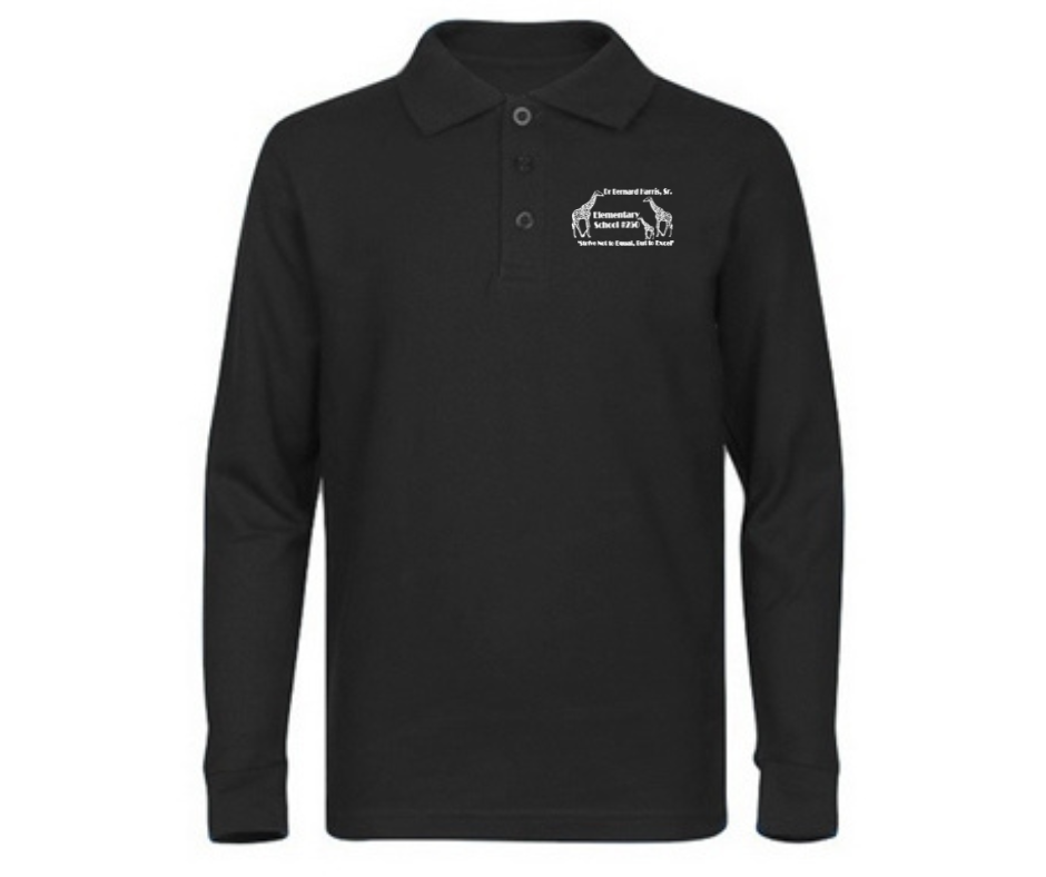 Youth Black Long Sleeve Polo- DBH