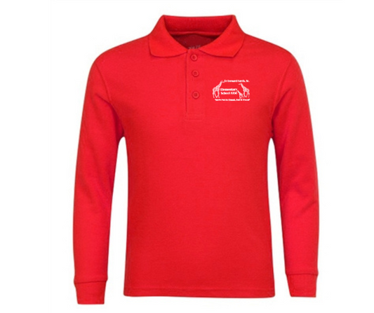 Youth Red Long Sleeve Polo- DBH