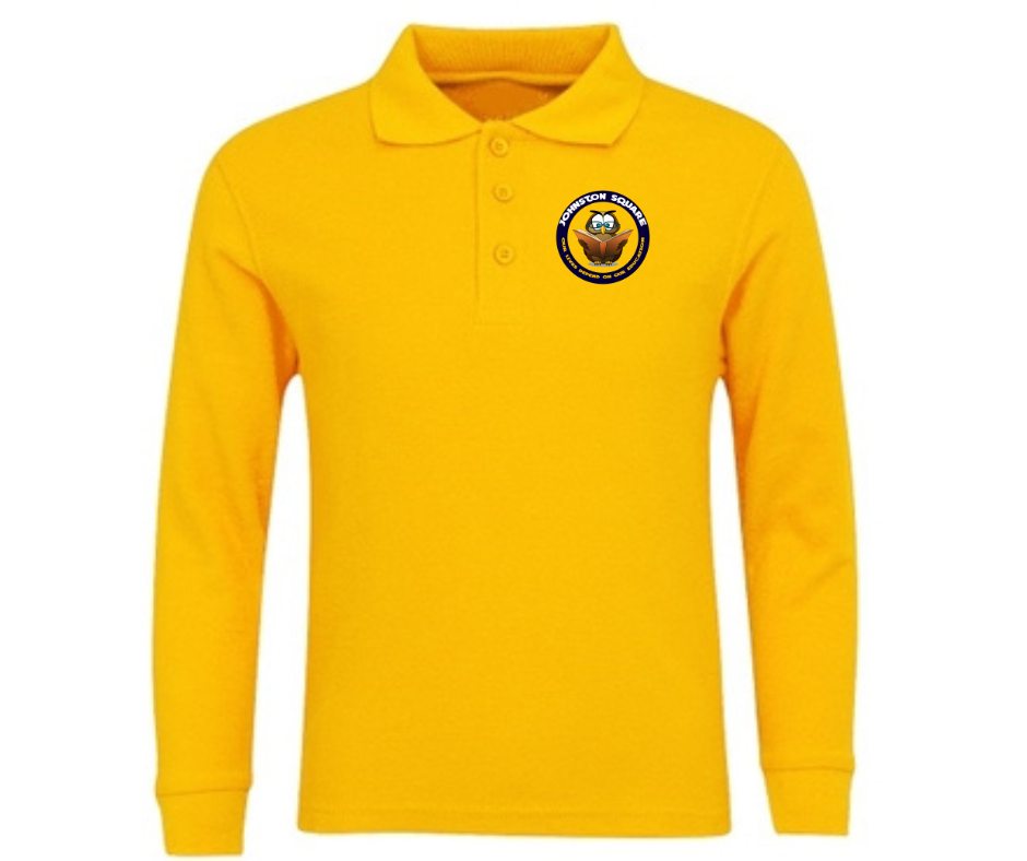 Youth Gold Long Sleeve Polo- Johnston Square