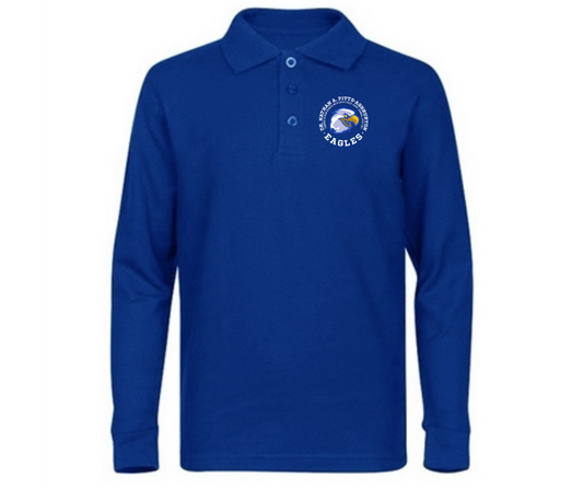 Youth Royal Blue Long Sleeve Polo- Dr. Nathan Pitts