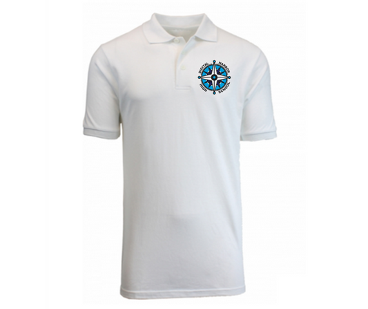 Adult White Short Sleeve Polo- Digital Harbor