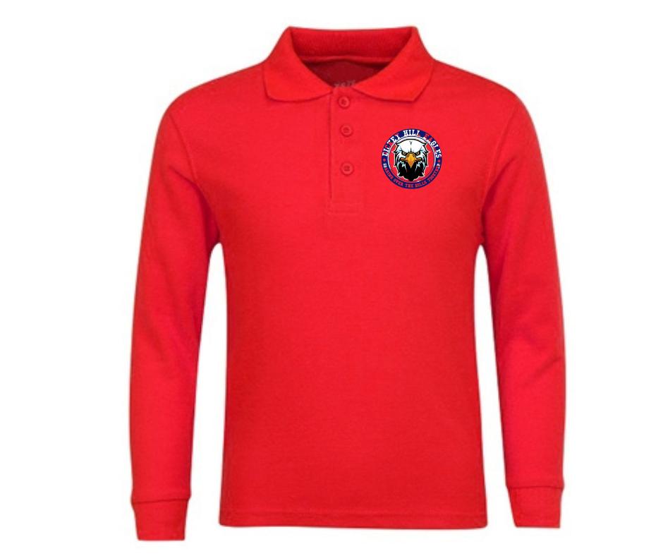 Youth Red Long Sleeve Polo- Dickey Hill