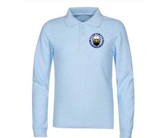 Youth Light Blue Long Sleeve Polo- Dickey Hill