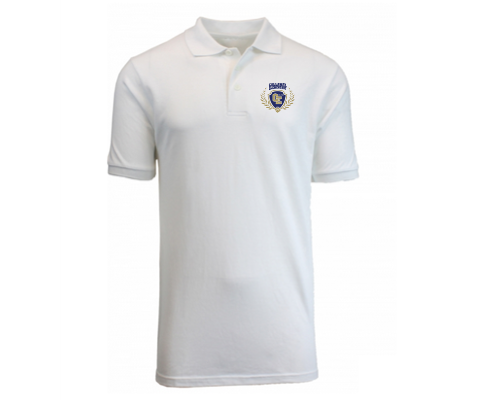 Youth White Short Sleeve Polo- Callaway