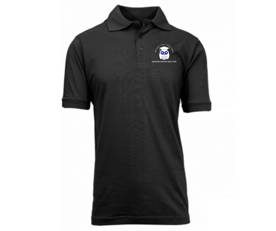 Youth Black Short Sleeve Polo- John Ruhrah