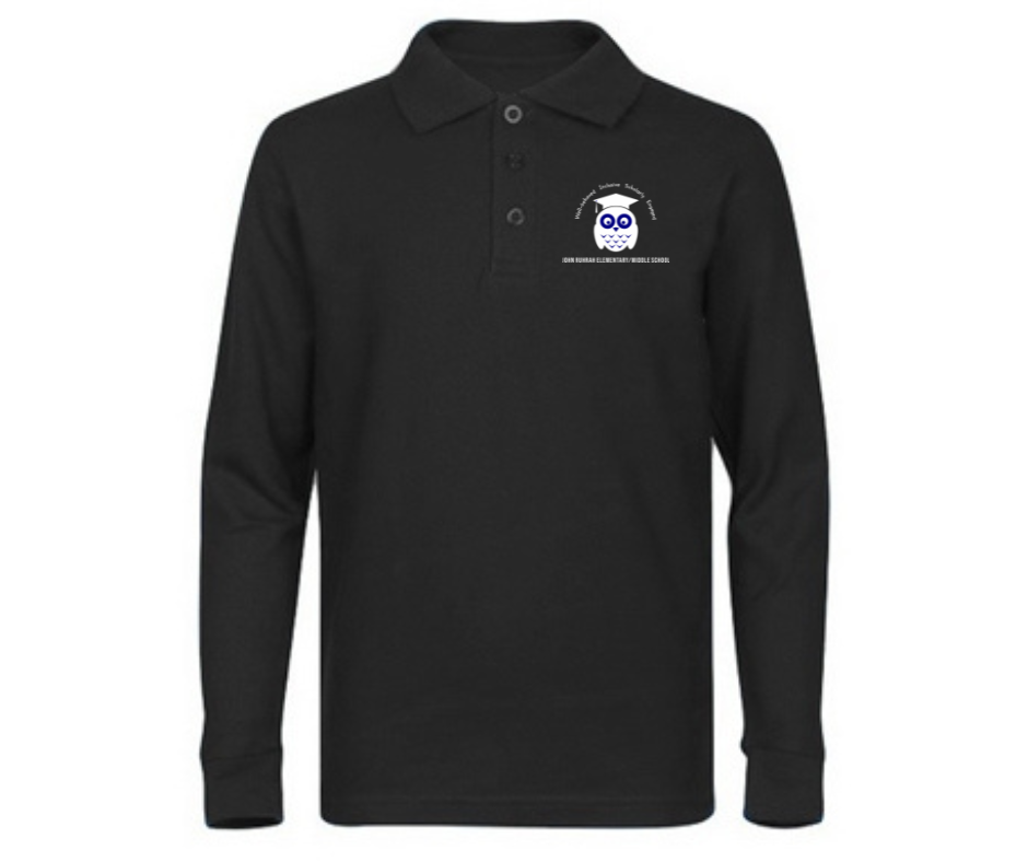 Youth Black Long Sleeve Polo- John Ruhrah