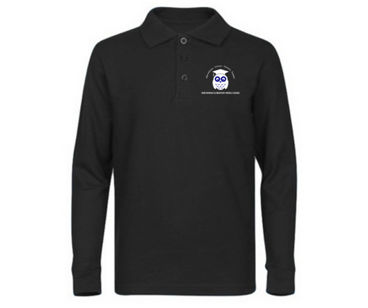 Youth Black Long Sleeve Polo- John Ruhrah