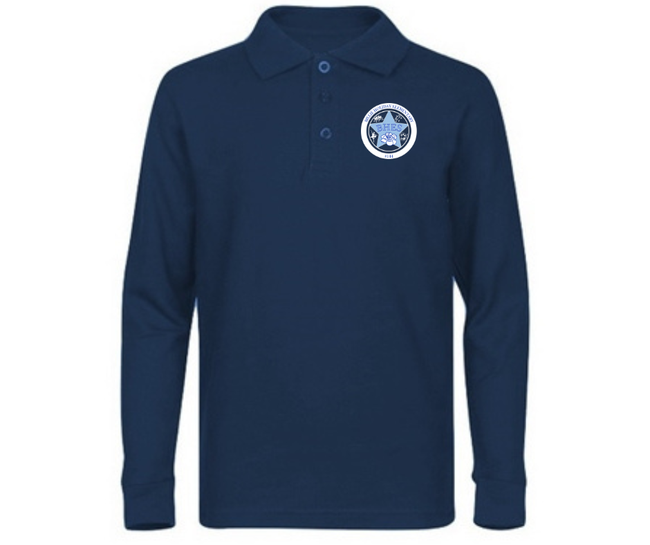 Youth Navy Long Sleeve Polo- Billie Holiday