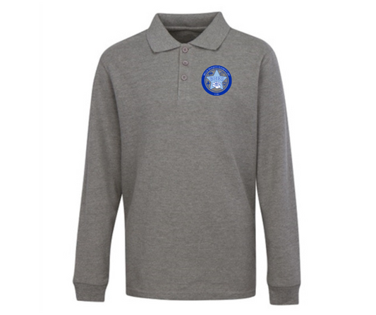 Youth Gray Long Sleeve Polo- Billie Holiday