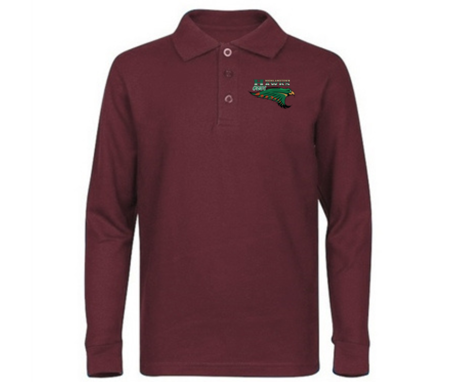 Youth Burgundy Long Sleeve Polo- Highlandtown