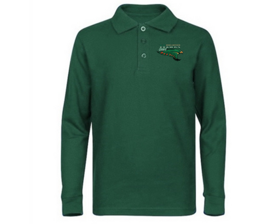 Youth Dark Green Long Sleeve Polo- Highlandtown