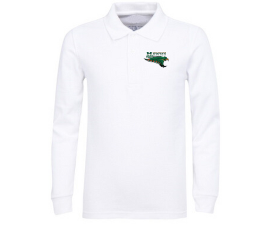 Youth White Long Sleeve Polo- Highlandtown