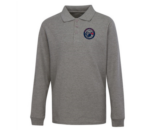 Youth Gray Long Sleeve Polo- James McHenry