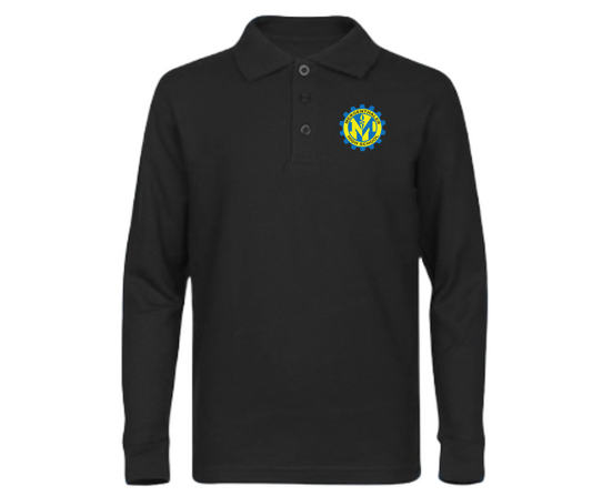 Adult Black Long Sleeve Polo- Mergenthaler HS