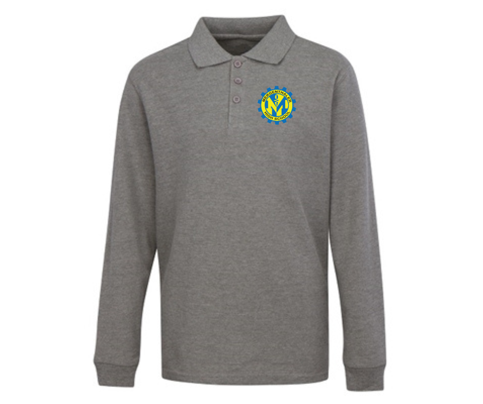 Adult Grey Long Sleeve Polo- Mergenthaler HS