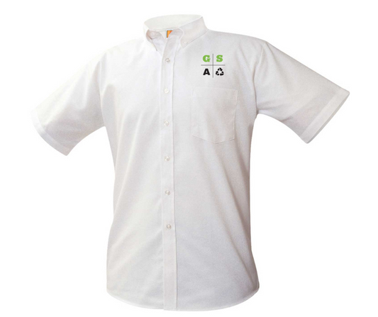 Boys Short Sleeve White Oxford Shirt (Youth)-Green Street