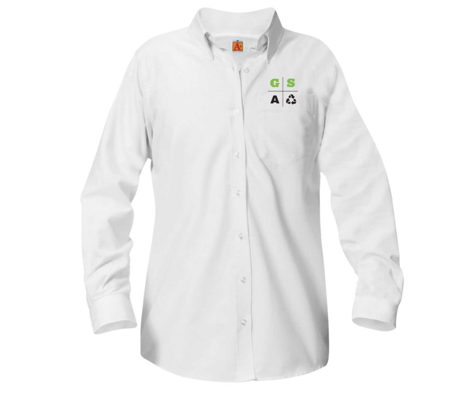 Boys Long Sleeve White Oxford Shirt (Youth)- Green Street