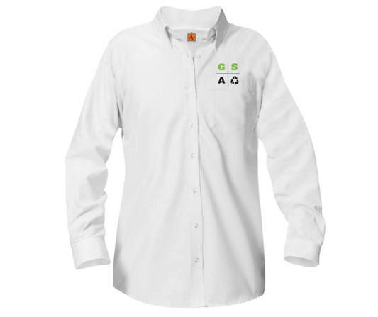 Boys Long Sleeve White Oxford Shirt (Youth)- Green Street