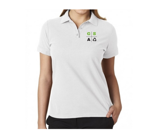 Ladies White Short Sleeve Polo- Green Street