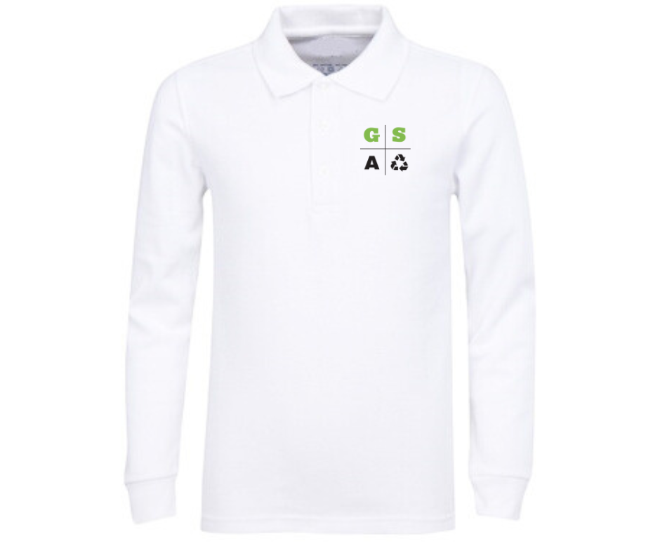 Adult White Long Sleeve Polo- Green Street