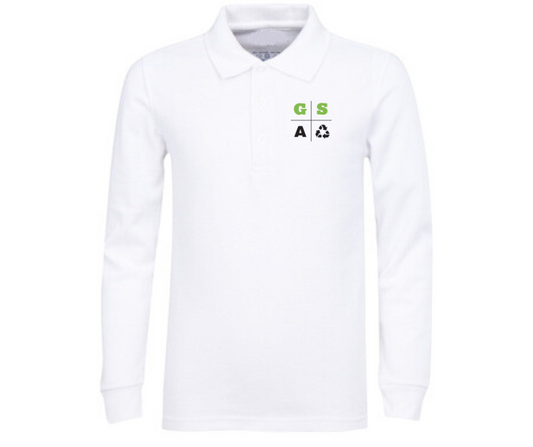 Adult White Long Sleeve Polo- Green Street